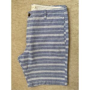 Mens J Crew Blue & White Striped Shorts, Size 35